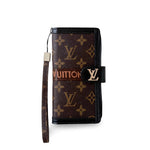 Premium Genuine Leather Monogram Wallet Card Holder for iPhone 13-18 Pro & Pro Max