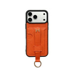 HRM Pebbled Leather Case with Pull-Tab Strap & Ring for iPhone 12-18 Pro & Pro Max