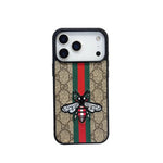 GG Bee or Snake Motif Leather Case for iPhone 12-18 Pro & Pro Max