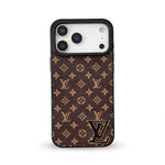 Luxury LV Leathe with Black Logo Phone Case for iPhone 12-18 Pro & Pro Max
