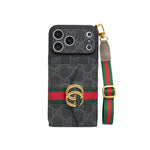 GG Luxury Supreme Monogram Wallet Case for iPhone 13-18 Pro & Pro Max