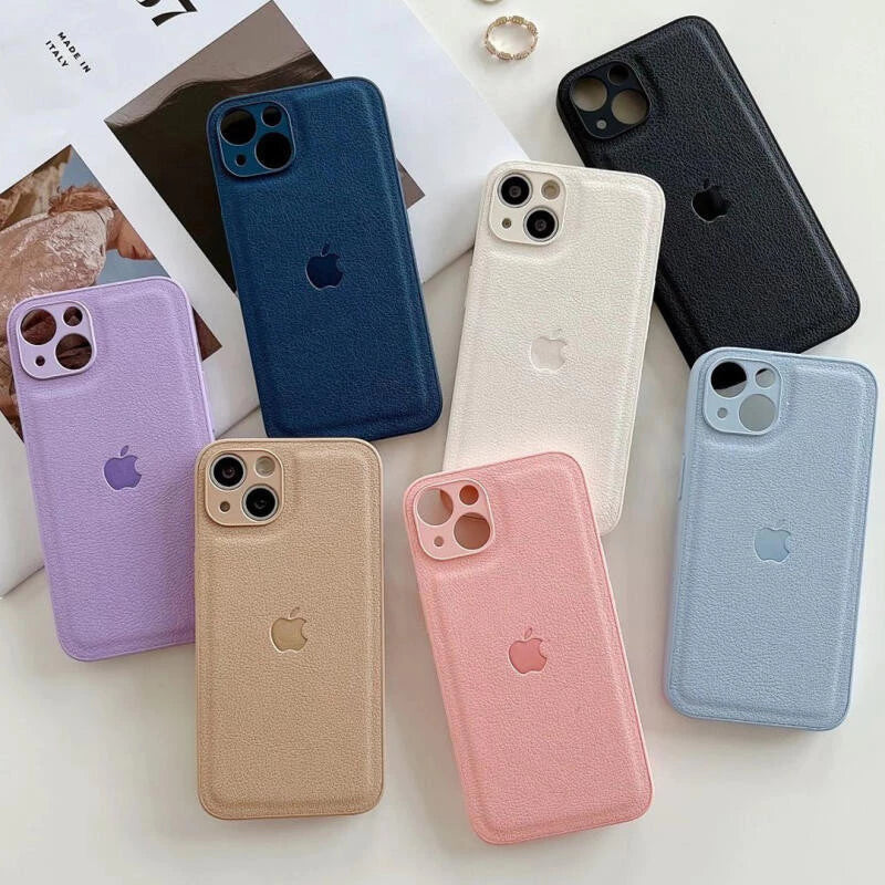 Graphite  iPhone Leather Phone Case For iPhone 16 / 15 / 14