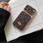 Premium Embossed Leather Phone Case with Gold Emblem For iPhone 13-17 with Gold Logo