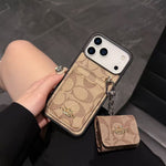 Luxury COACH Leather with Card Wallet Slot For iPhone 12-17 Series