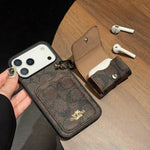 Luxury COACH Leather with Card Wallet Slot For iPhone 12-17 Series