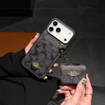 Luxury COACH Leather with Card Wallet Slot For iPhone 17/ 16/ 15/ 14