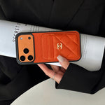 Leather Phone Case and Two Card Slots with Gold Label For iPhone 17/ 16 /15 / 14