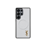 Luxury White Saffiano Case for Samsung S22-S26 Series