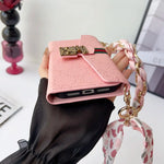 Leather Wallet with Scarf Strap For iPhone 12-18 Pro & Pro Max