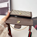 Classic Leather GG iPhone Case With Flip Wallet And Crossbody Strap