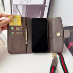 Classic Leather GG iPhone Case With Flip Wallet And Crossbody Strap