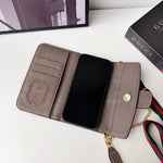 Classic Leather GG iPhone Case With Flip Wallet And Crossbody Strap