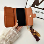 Luxury Leather Louis Vuitton iPhone Case With Flip Wallet And Chain