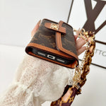 Luxury Leather Louis Vuitton iPhone Case With Flip Wallet And Chain