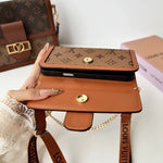 Luxury Leather Monogram iPhone Case With Flip Wallet And Crossbody Strap