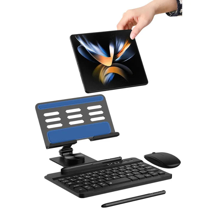 FlexiDesk Z Fold Wireless Keyboard, 360° Stand, Mouse, Pen Set