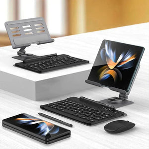 FlexiDesk Z Fold Wireless Keyboard, 360° Stand, Mouse, Pen Set