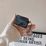 Dior-Inspired Matte Floral Embossed Case with Keychain for AirPods Series