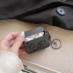 Dior-Inspired Matte Floral Embossed Case with Keychain for AirPods Series