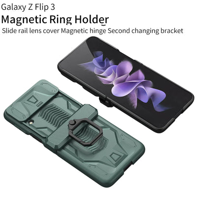 MAGNETIC ARMOR CASE WITH CAMERA PROTECTION FOR SAMSUNG GALAXY Z FLIP 4 - theroxymob