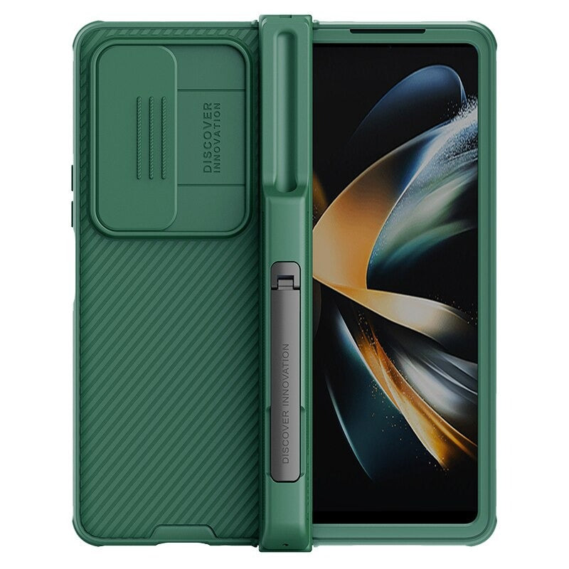 For Samsung Galaxy Z Fold 4 Case Slide Camera Back Protector Cover with Pen holder - theroxymob
