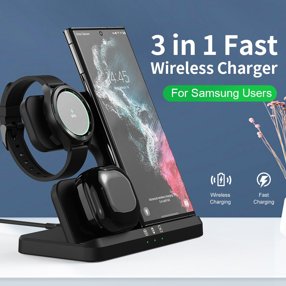 3 IN 1 WIRELESS CHARGING STATION FOR SAMSUNG GALAXY Z FOLD 4 ,SAMSUNG Z FOLD 4 ACCESSORIES - theroxymob