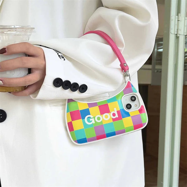 Fashion Color Pattern Hand Bag Case for iPhone 14 13 12 series - theroxymob