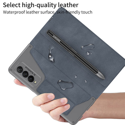 For Samsung Galaxy Z Fold 4 Removable Pen Slot Case Card Bag Fold Stand Phone Case Leather With Pen - theroxymob
