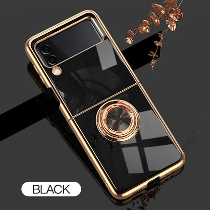 Case Luxury Plating Silicone Ring Holder Stand Case For Samsung Galaxy Z Flip Z Flip 4 /3 - theroxymob