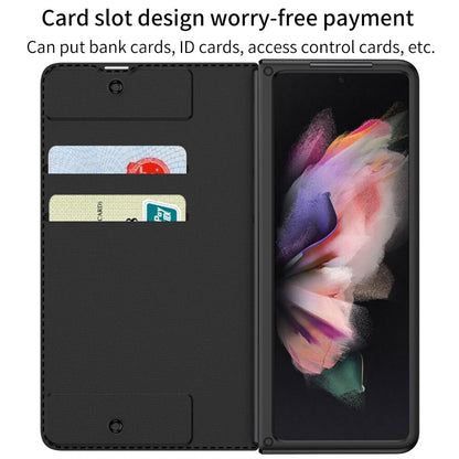 For Samsung Galaxy Z Fold 4 Removable Pen Slot Case Card Bag Fold Stand Phone Case Leather With Pen - theroxymob