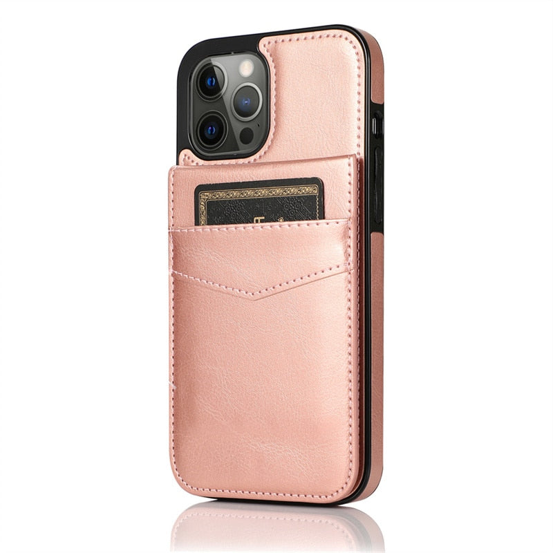 Business Leather Case with Card Slots for iPhone 14 series - theroxymob