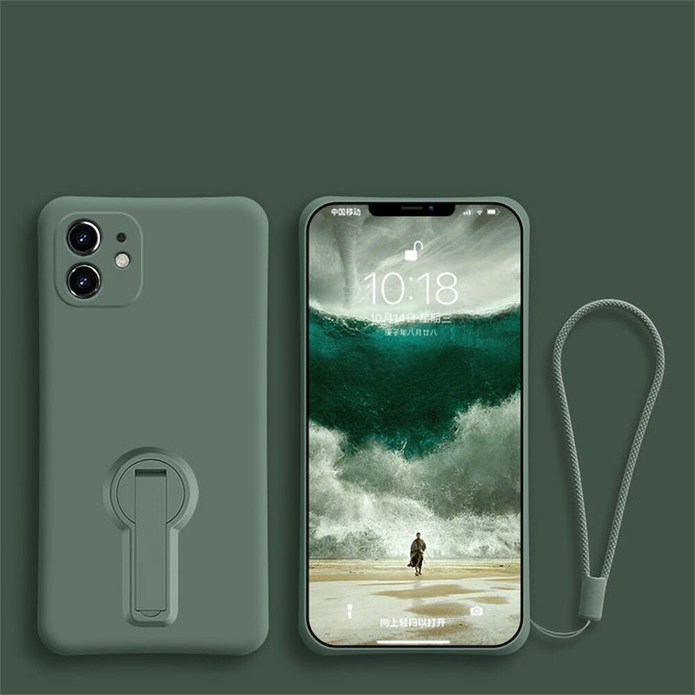 Folding Bracket Liquid Silicone Phone Case For iPhone 14 series