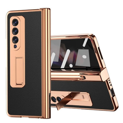 For Samsung Galaxy Z Fold 4 Holder Case Leather Bracket Full Protection - theroxymob