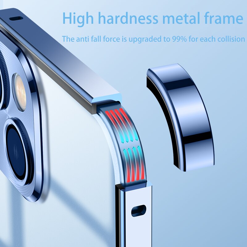 Metal Magnetic case For iphone 14 Magsafe aluminium alloy lens frosted Glass protective ultra-thin cover - theroxymob