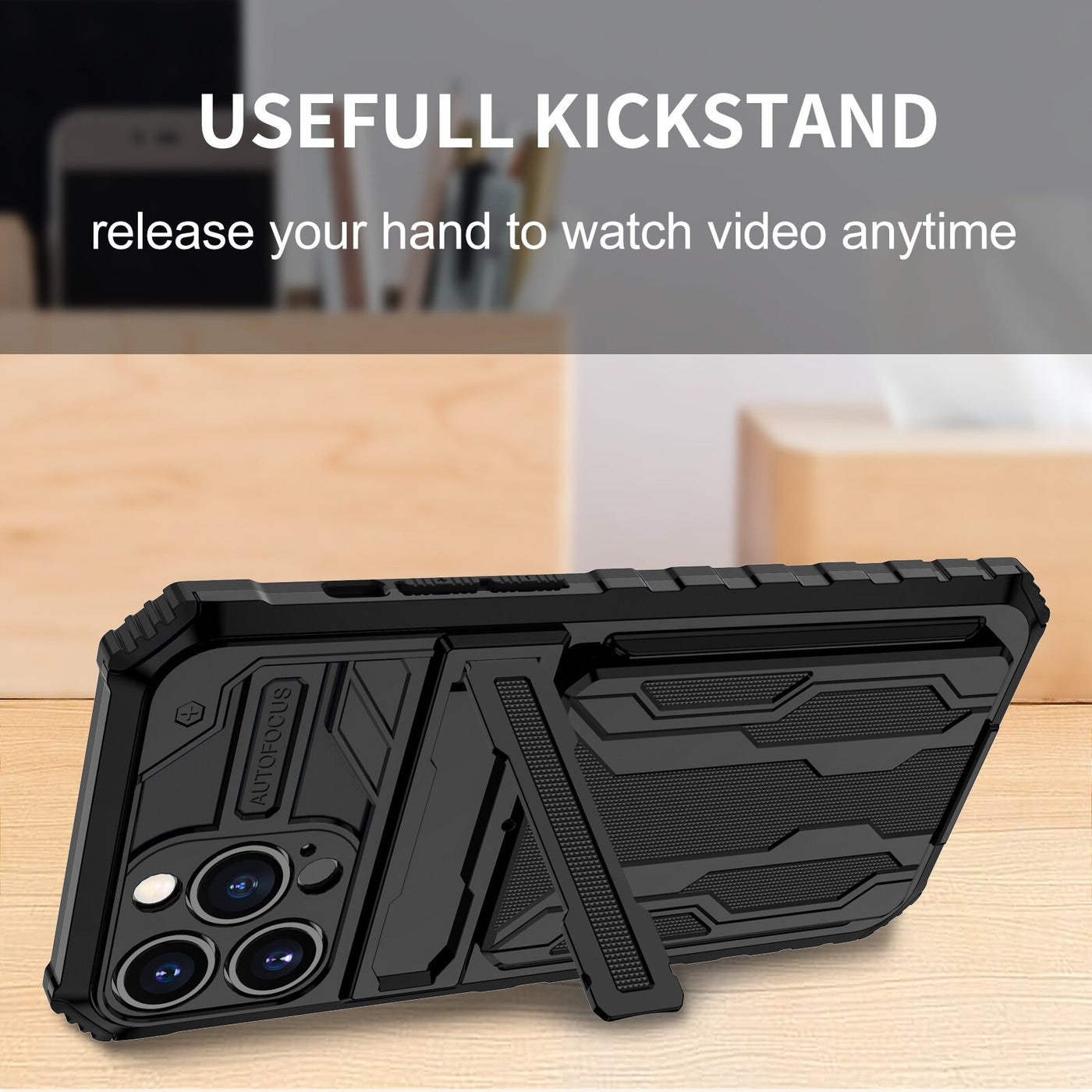 Anti Shock KickStand Bracket Card Slot Case For iPhone 14 / 13 - theroxymob
