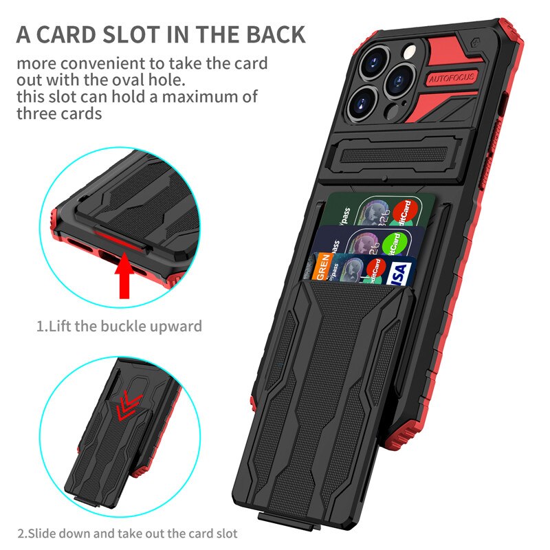 Armor Stand Holder Wallet Card Slot Case for iPhone 14 13 - theroxymob