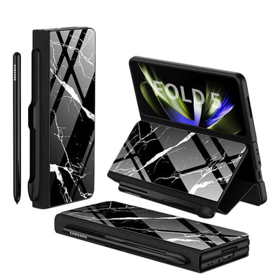 Shockproof Armor Case  Case Glass Cover Stand Insert Card Leather Case for Samsung Galaxy Z Fold 5/4
