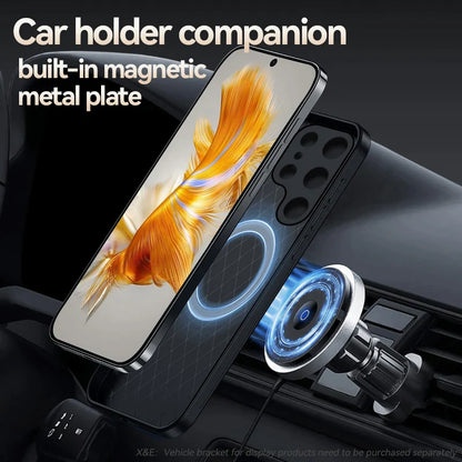 New Magnetic Car Holder Leather Shockproof Case For Samsung S24-S23 Series