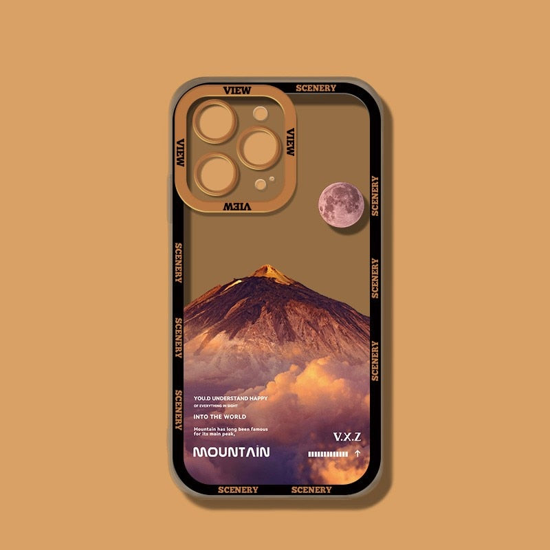 Purple Sunset Snow Mountain Phone Case For iPhone 14 13 - theroxymob