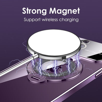 Luxury Matte Ring Holder Phone Case For IPhone 15-14-13 Magsafe Magnetic Wireless Charge Protector Cover