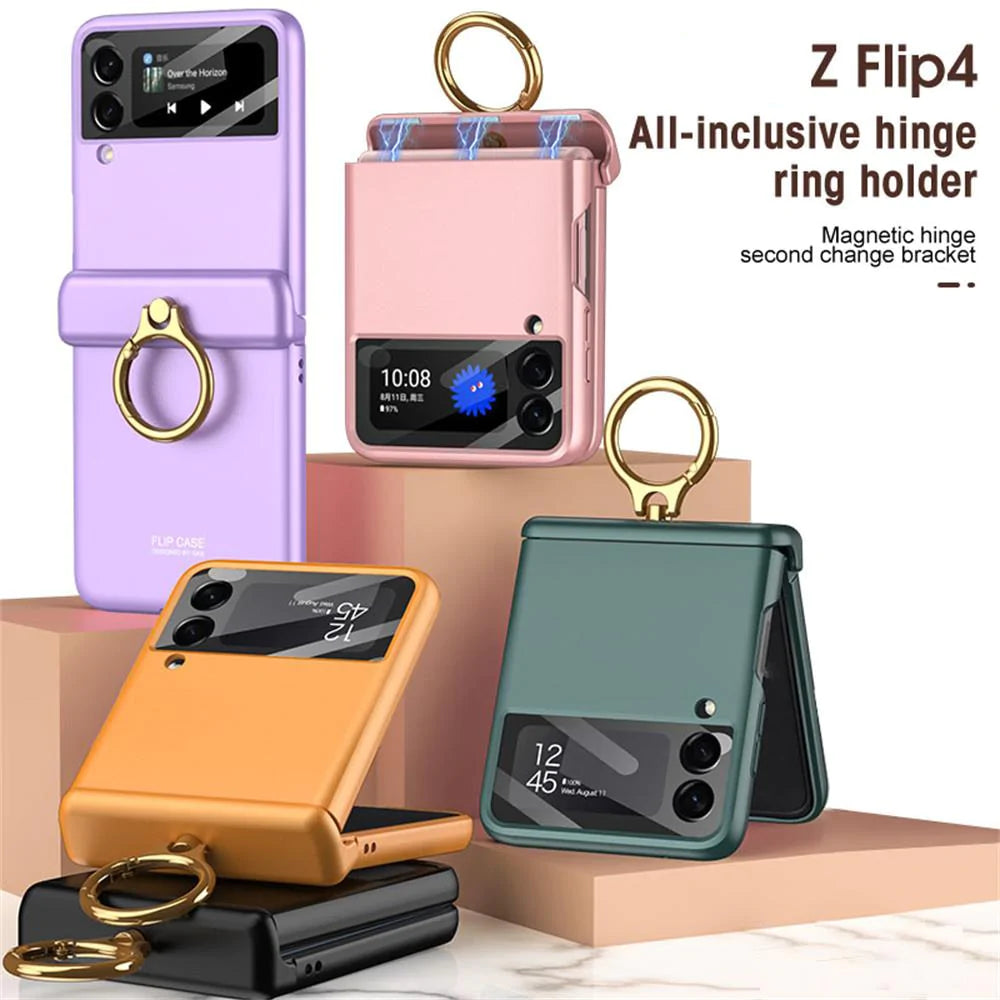 ARMOR CASE WITH RING BRACKET STAND FOR SAMSUNG GALAXY Z FLIP 4 (MAGNETIC HINGE COVER) - theroxymob