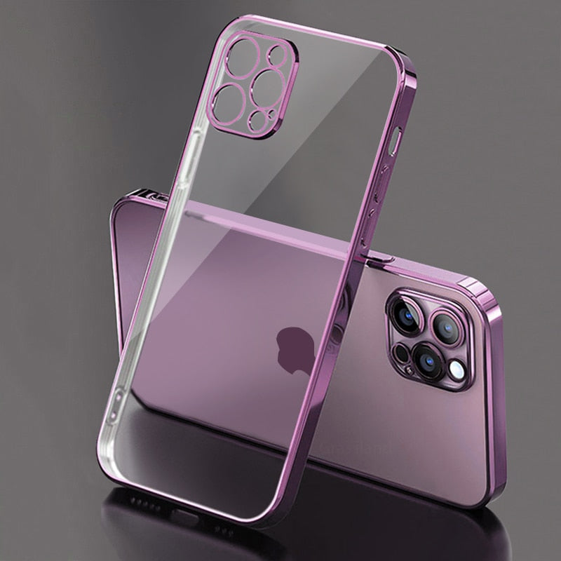 Luxury Plating Transparent Case For iPhone 14 13 12 - theroxymob
