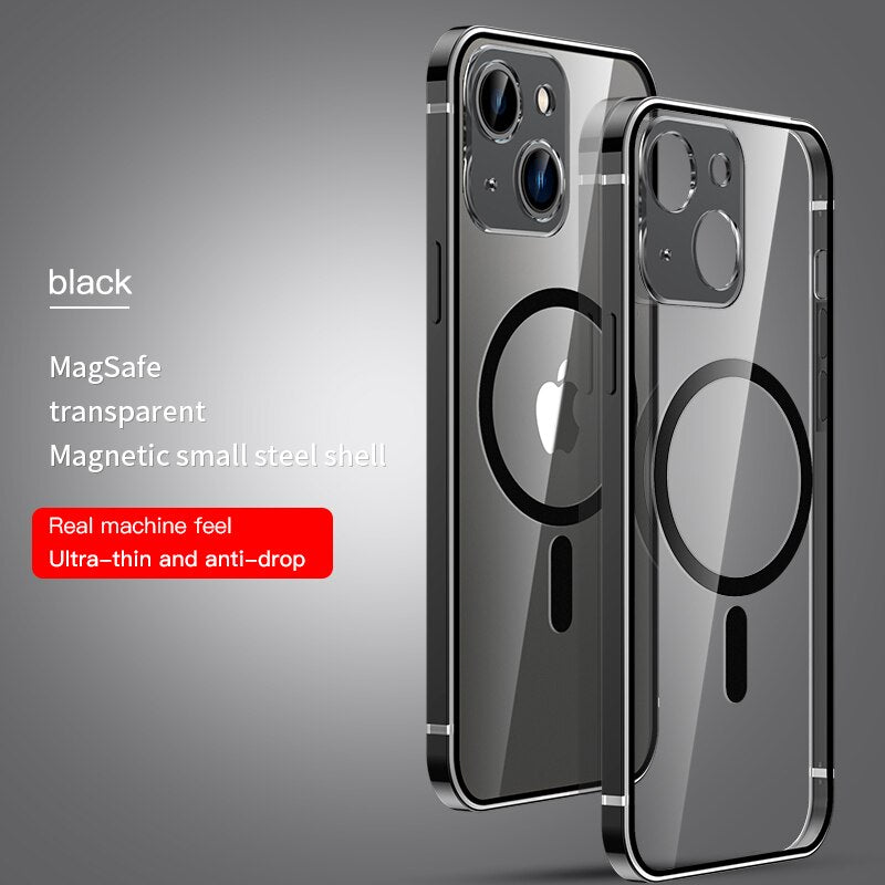Metal Frame Transparent Case for iPhone 14 13 12 series - theroxymob