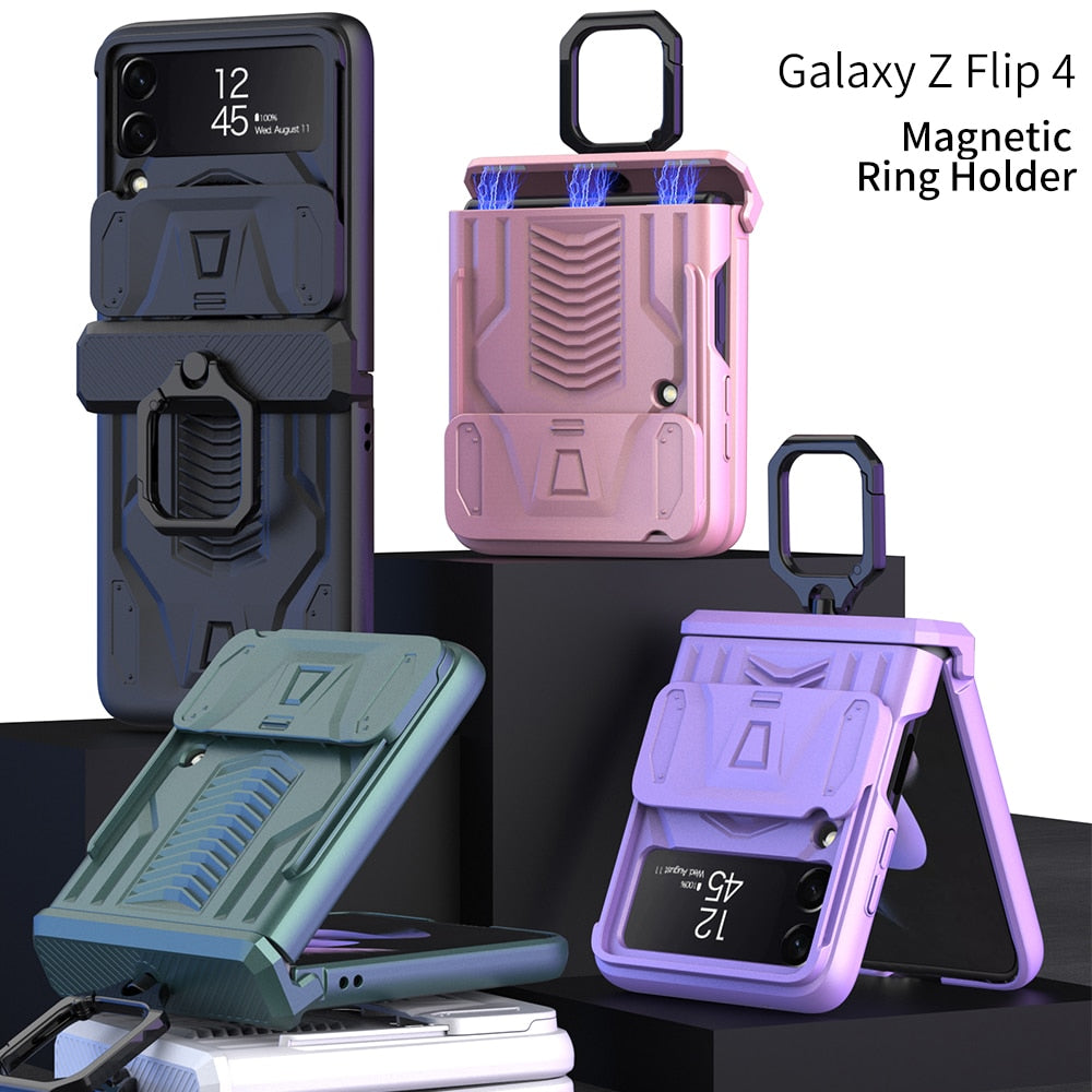 Magnetic Hinge All-Package Case For Samsung Galaxy Z Flip 4 /3Case Back Slide Camera Protection Hard Cover - theroxymob