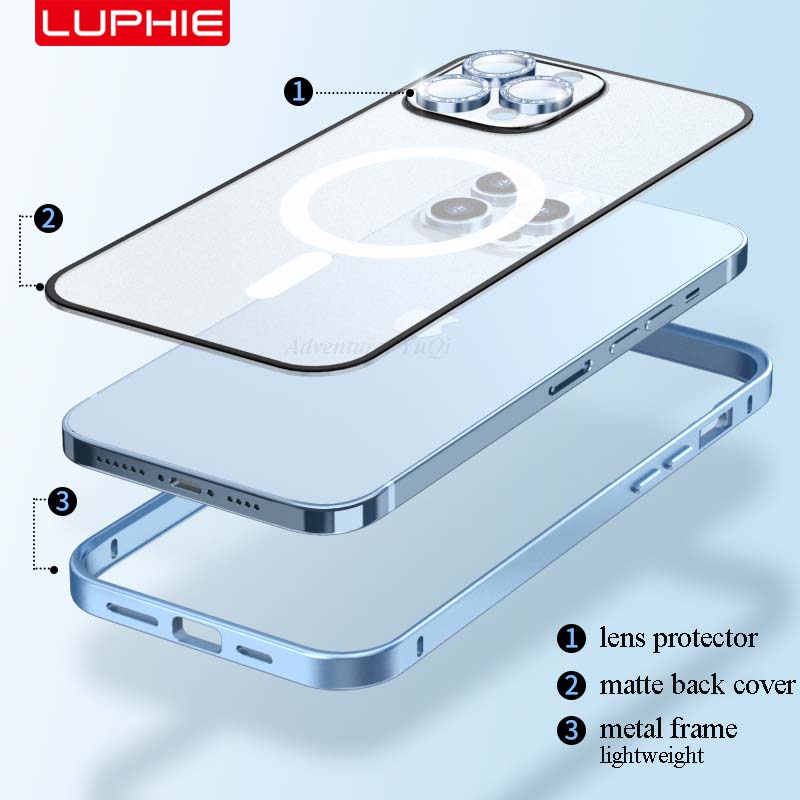Luxury Case Metal Frame Matte Frosted Cover For iPhone 14 13 - theroxymob