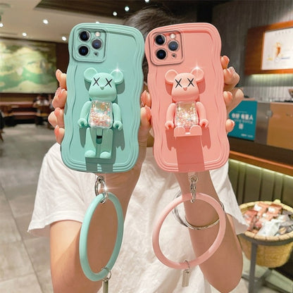 Silicone Bead Bear Holder Bracelet Strap Phone Case For iphone 14 13 - theroxymob