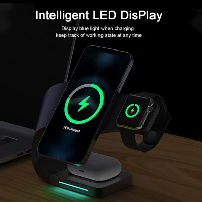 3 in 1 Qi Wireless Charger Stand For iPhone 14 13 - theroxymob