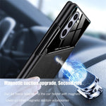 Leather Back Cover Soft Silicone Edge Shockproof Car Magnetic Holder For Samung Galaxy Z Fold 5