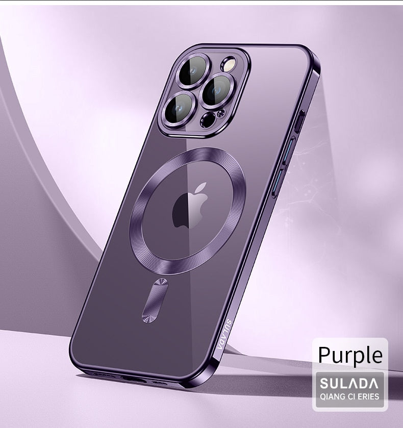 Luxury Purple Plating Magnetic Case For iPhone 14 13 - theroxymob