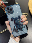 Plating Glitter Bear Phone Case For iPhone 14 13 12 - theroxymob